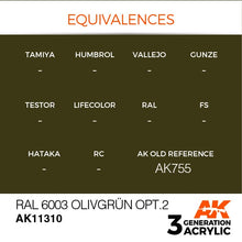 Load image into Gallery viewer, AK Interactive AK11310 Acrylic 3G AFV 3G AFV RAL 6003 Olivgrün opt.2 17ml