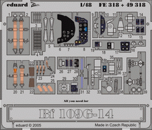 Load image into Gallery viewer, Hasegawa 1/48 Messerschmitt Bf-109G-14 Extra Resin &amp; Photoetch Sets JT48-2200