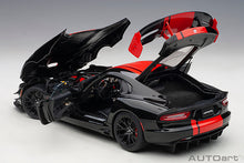 Load image into Gallery viewer, AUTOart 1/18 Dodge Viper 1:28 Edition ACR 2017 (Black w/ Red Stripes) 71732