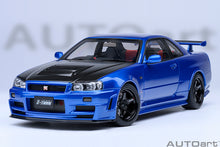 Load image into Gallery viewer, AUTOart 1/18 Nissan Skyline GT-R (R34) Nismo Z-Tune Bayside Blue/Carbon 77460