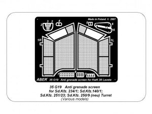 Aber 1/35 German Anti grenade screen for KwK 38 Lavete G19