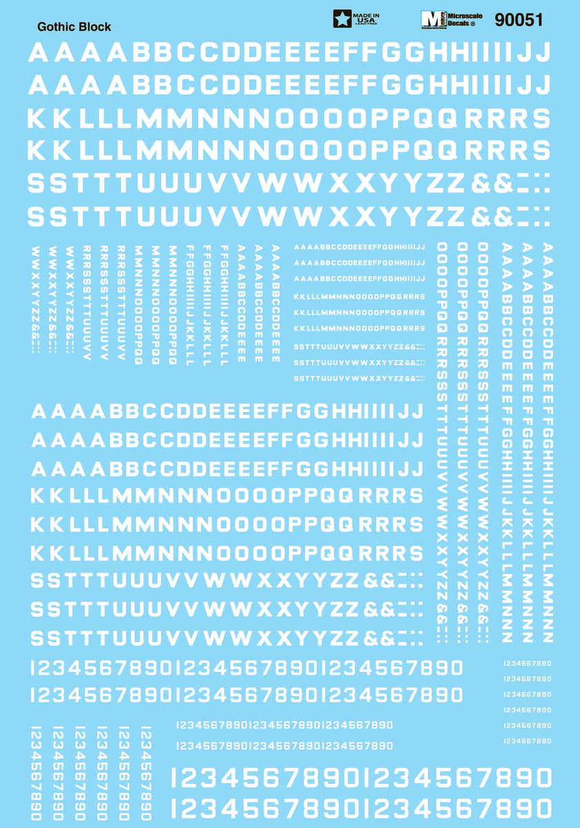 Microscale Decals Gothic Block Letters & Numbers White 90051 – Burbank ...