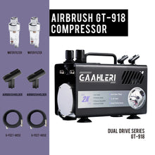 Load image into Gallery viewer, Gaahleri Dual Drive Series Airbrush Air Compressor GT-918