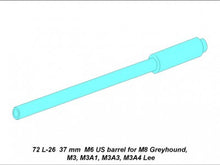 Load image into Gallery viewer, Aber 1/72 US 37mm M6 US barrel for M8 Greyhound, M3, M3A1, M3A4 Lee 72 L-26'