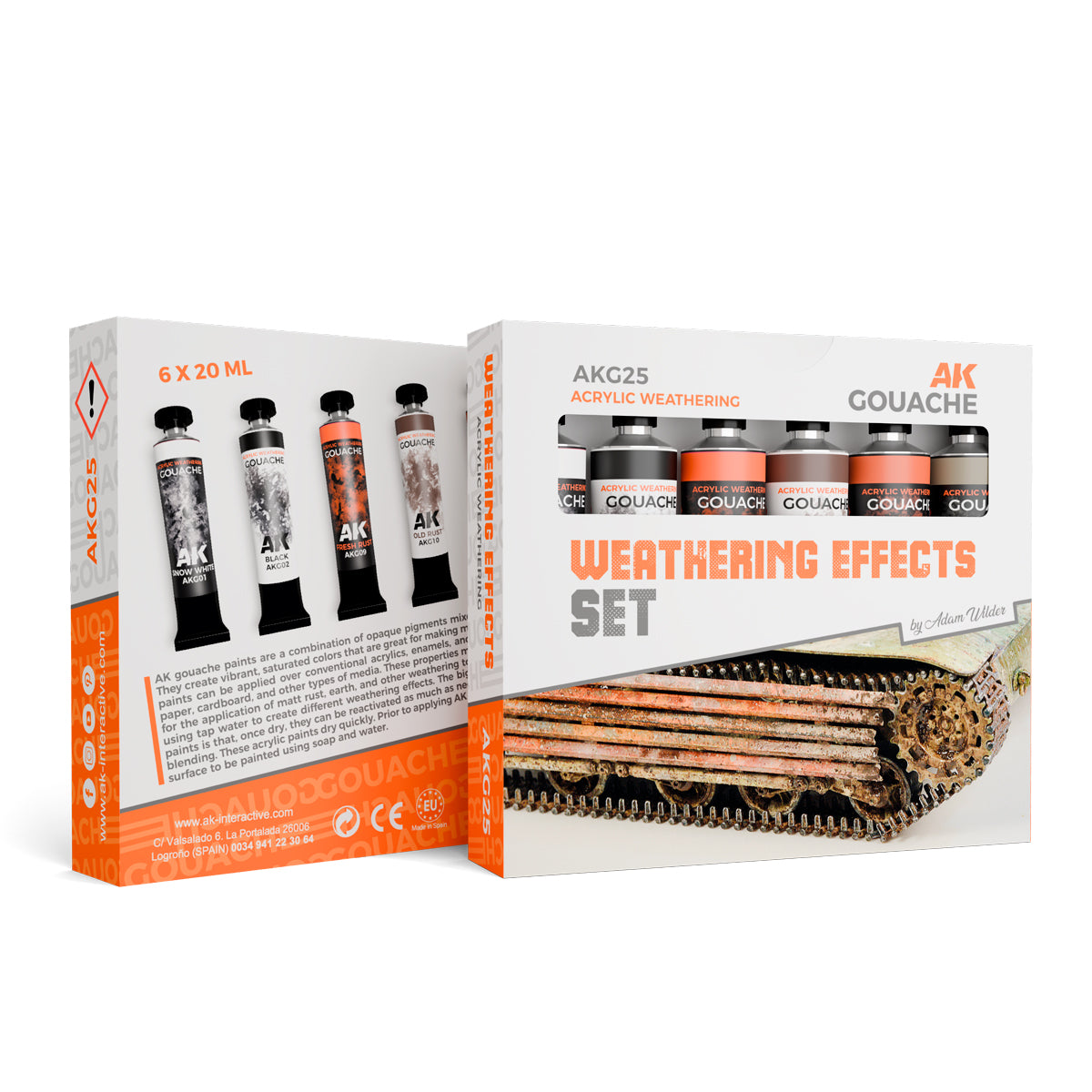 AK Interactive AKG25 Gouache Weathering Effects Set 6 20ml Tubes