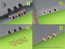 Load image into Gallery viewer, Master 1/48 US P-40E Gunsight/Pitot Tube/ .50 blast tubes w/ adapter for Eduard AM-48-180'