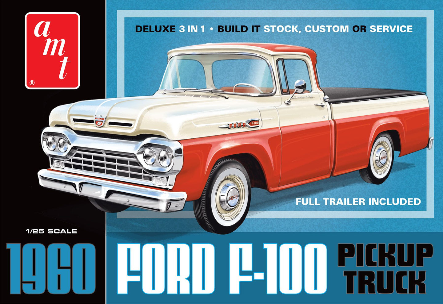 AMT 1/25 Ford F100 Pickup w/Trailer 1960 NEW TOOLING AMT1407