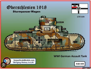 Vargas 1/35 3D Printed German Oberschlesien 1918 Sturmpanzer Tank R3D-049C