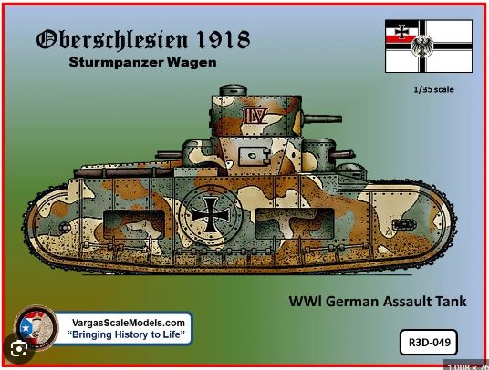 Vargas 1/35 3D Printed German Oberschlesien 1918 Sturmpanzer Tank R3D-049C