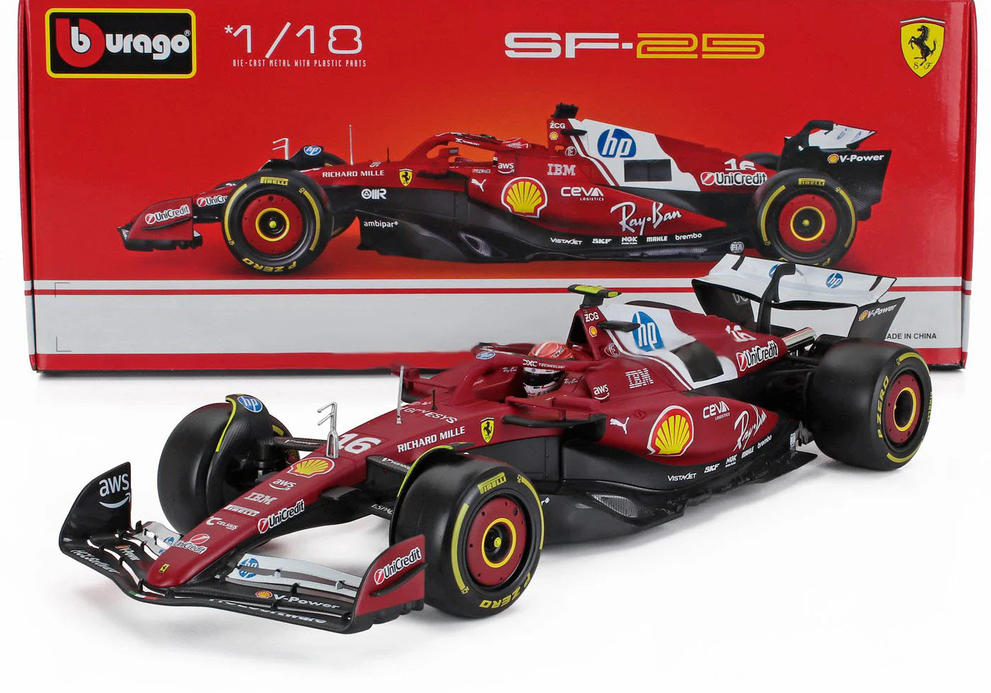 Bburago 1/18 Ferrari SF-25 No.16 Charles Leclerc 2025 18-16816LEC Bburago 1/18 Ferrari SF-25 No.16 Charles Leclerc 2025 18-16816LEC