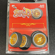 Load image into Gallery viewer, Hoppin Hydros 1/24 1/25 Chrome Baby D's Rims w/ Whitewall Tires 503