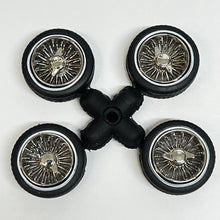 Load image into Gallery viewer, Hoppin Hydros 1/24 1/25 Chrome Baby D's Rims w/ Whitewall Tires 502