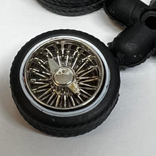 Load image into Gallery viewer, Hoppin Hydros 1/24 1/25 Chrome Baby D's Rims w/ Whitewall Tires 502