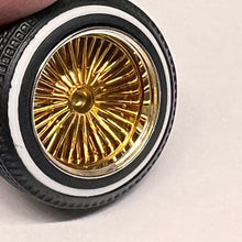 Load image into Gallery viewer, Pegasus 1/24 Rim &amp; Tire Set 1320 "DZ's" Style Gold Back-Chrome Ring Rims (4)