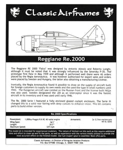 Classic Airframes 1/48 Italian Reggiane Re.2000 #419 OUT OF BOX
