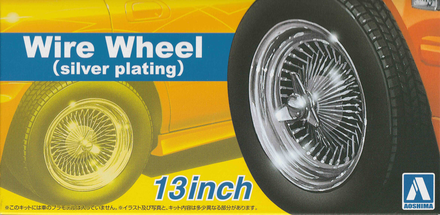 Aoshima 1/24 Rim & Tire Set (109) Wire Wheel Silver Plating 13