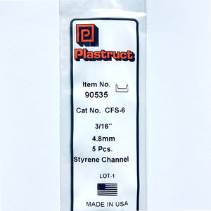 Plastruct 90535 Styrene U Channel 3/16"x 15" (5)