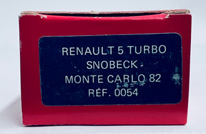 Solido 1/43 Edition Limitee Renault R5 Turbo Monte Carlo 82 Snobeck Decals SOL0054 C SALE!