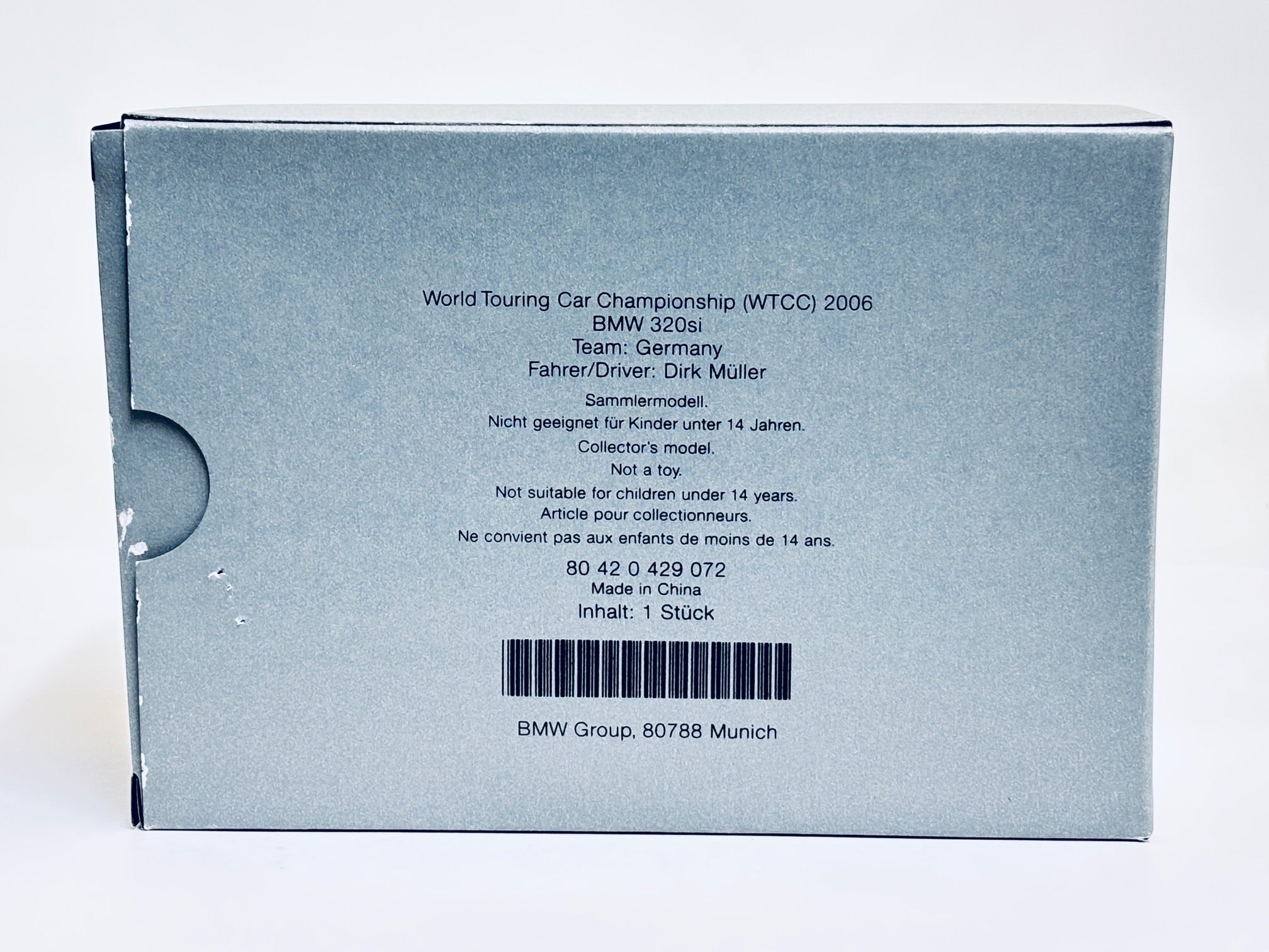 Minichamps 1/43 BMW 320i #43 WTCC Dirk Muller 80 42 0 429 072