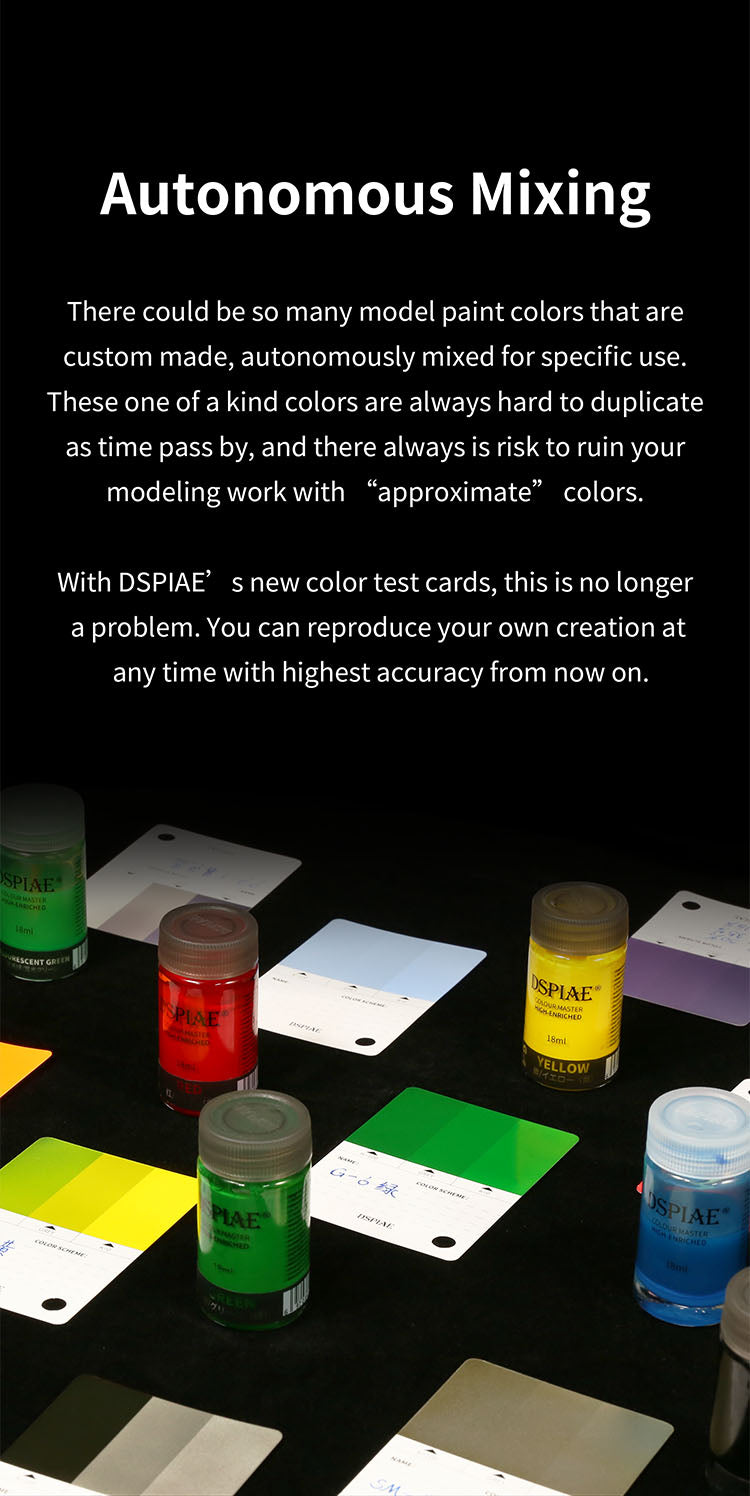Dspiae CC-01 Color Test Card Model Paint Color Test Cards' – Burbank's ...