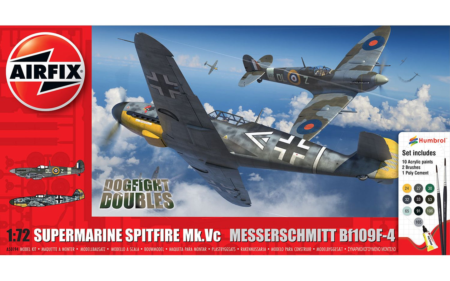 Airfix Starter Set 1/72 Dogfight Doubles British Spitfire Mk.Vc / German Bf109F-4 A50194