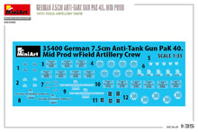Load image into Gallery viewer, MiniArt 1/35 German 7.5cm Anti-Tank Gun PAK40 Mid Production w/ Crew 35400