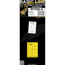 Load image into Gallery viewer, HGW 1/72 German Bf109G-6 Transfer Film Seatbelts and Masks (2) 172805