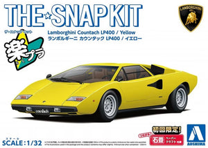 Aoshima Snap Kit 1/32 Lamborghini Countach LP400 Yellow 20-B 06534
