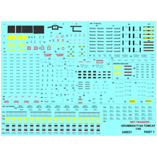 Load image into Gallery viewer, HGW 1/48 US F-14 Tomcat Wet Transfer Stencils 248031'