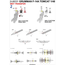 Load image into Gallery viewer, HGW 1/48 US F-14 Tomcat Wet Transfer Stencils 248031'