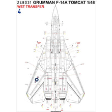 Load image into Gallery viewer, HGW 1/48 US F-14 Tomcat Wet Transfer Stencils 248031'