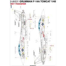 Load image into Gallery viewer, HGW 1/48 US F-14 Tomcat Wet Transfer Stencils 248031'