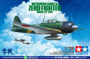 Tamiya 1/72 Japanese Mitsubishi A6M3/3A Zero Fighter Model 22 Zeke 60785