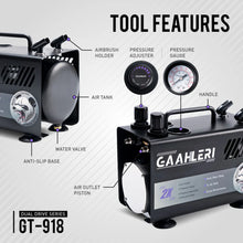 Load image into Gallery viewer, Gaahleri Dual Drive Series Airbrush Air Compressor GT-918