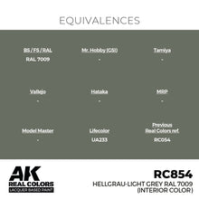 Load image into Gallery viewer, AK Interactive RC854 Real Colors Hellgrau-Light Grey RAL 7009 (int. color) 17ml