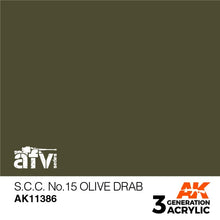 Load image into Gallery viewer, AK Interactive AK11386 Acrylic 3G AFV S.C.C. No.15 Olive Drab 17ml