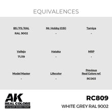 Load image into Gallery viewer, AK Interactive RC809 Real Colors White Grey RAL 9002 17ml