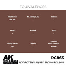 Load image into Gallery viewer, AK Interactive RC863 Real Colors Rot (Rotbraun)-Red Brown RAL 8013 17ml