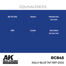 Load image into Gallery viewer, AK Interactive RC845 Real Colors Rally Blue 74F 1997-2002 17ml