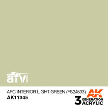 Load image into Gallery viewer, AK Interactive AK11345 Acrylic 3G AFV APC Interior Light Green (FS24533) 17ml