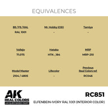 Load image into Gallery viewer, AK Interactive RC851 Real Colors Elfenbein-Ivory RAL 1001 (Interior Color) 17ml
