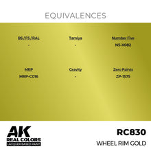 Load image into Gallery viewer, AK Interactive RC830 Real Colors Wheel Rim Gold 17ml