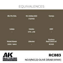 Load image into Gallery viewer, AK Interactive RC883 Real Colors No.9/No.22 Olive Drab (WWII) 17m