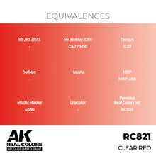 Load image into Gallery viewer, AK Interactive RC821 Real Colors Clear Red 17ml