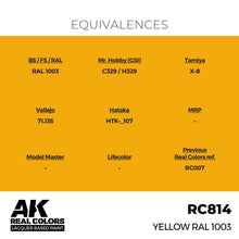Load image into Gallery viewer, AK Interactive RC814 Real Colors Yellow RAL 1003 17ml