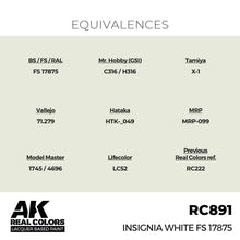Load image into Gallery viewer, AK Interactive RC891 Real Colors Insignia White FS 17875 17ml