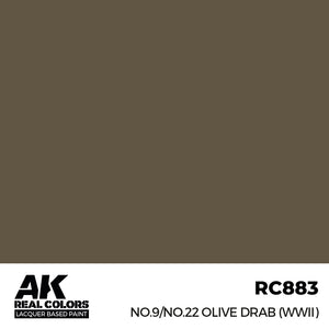 AK Interactive RC883 Real Colors No.9/No.22 Olive Drab (WWII) 17m