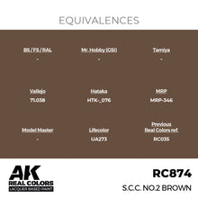 Load image into Gallery viewer, AK Interactive RC874 Real Colors S.C.C. No.2 Brown 17m