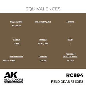 AK Interactive RC894 Real Colors Field Drab FS 30118 17ml