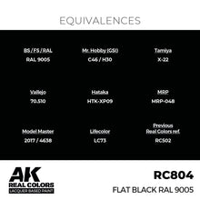 Load image into Gallery viewer, AK Interactive RC804 Real Colors Flat Black RAL 9005 17ml